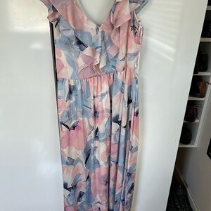 DNY Floral Maxi Dress - Pink and Blue